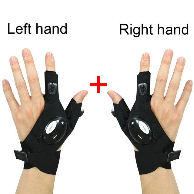 Fingerless LED Flashlight Gloves