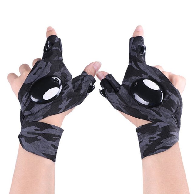 Fingerless LED Flashlight Gloves